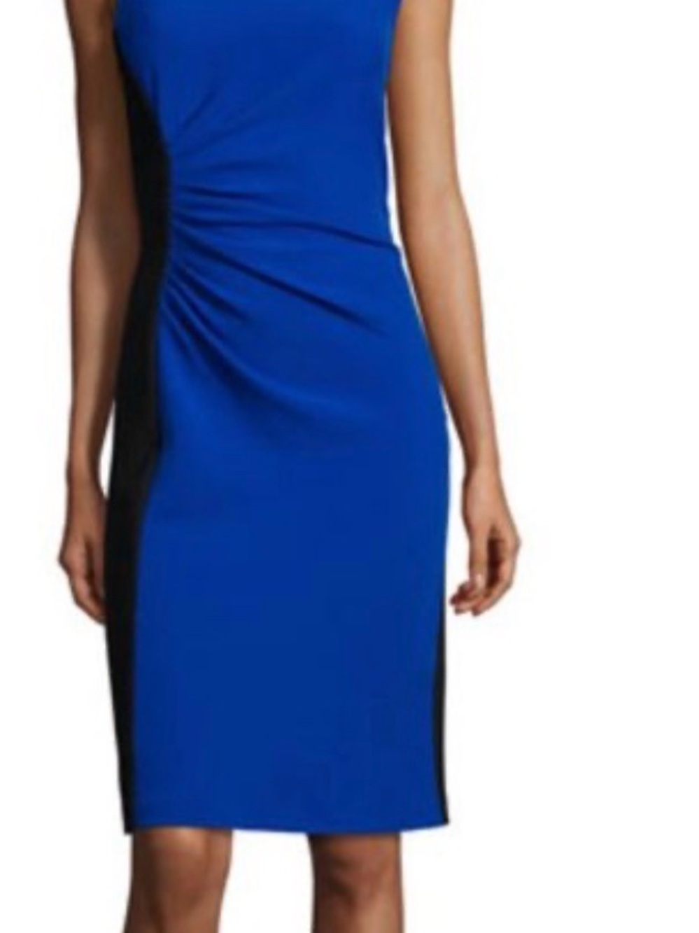 Tommy Hilfiger Cobalt Blue & Black Sleeveless Midi Sheath Dress